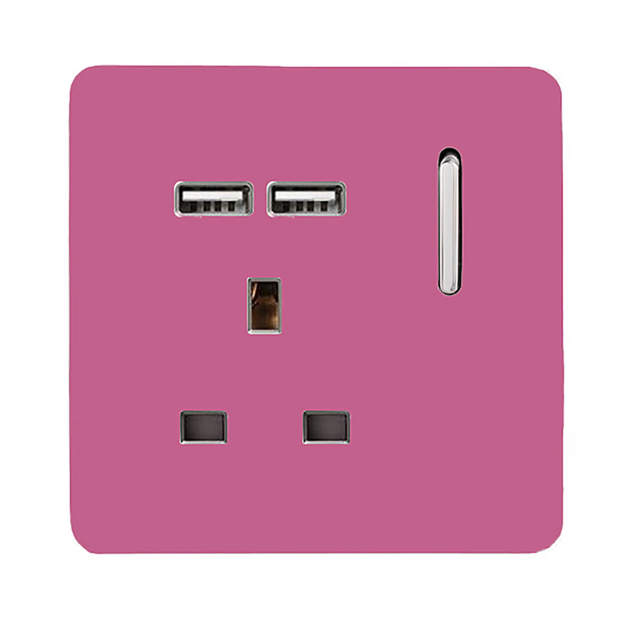 ART-SKT13USBPK  1 Gang 13Amp Switched Single Socket With 2 x USB Pink